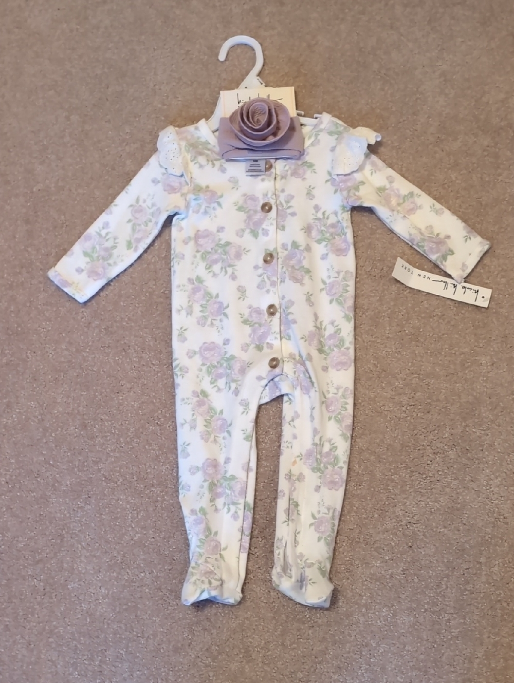 Nicole Miller Lavender Floral Footed One-Piece